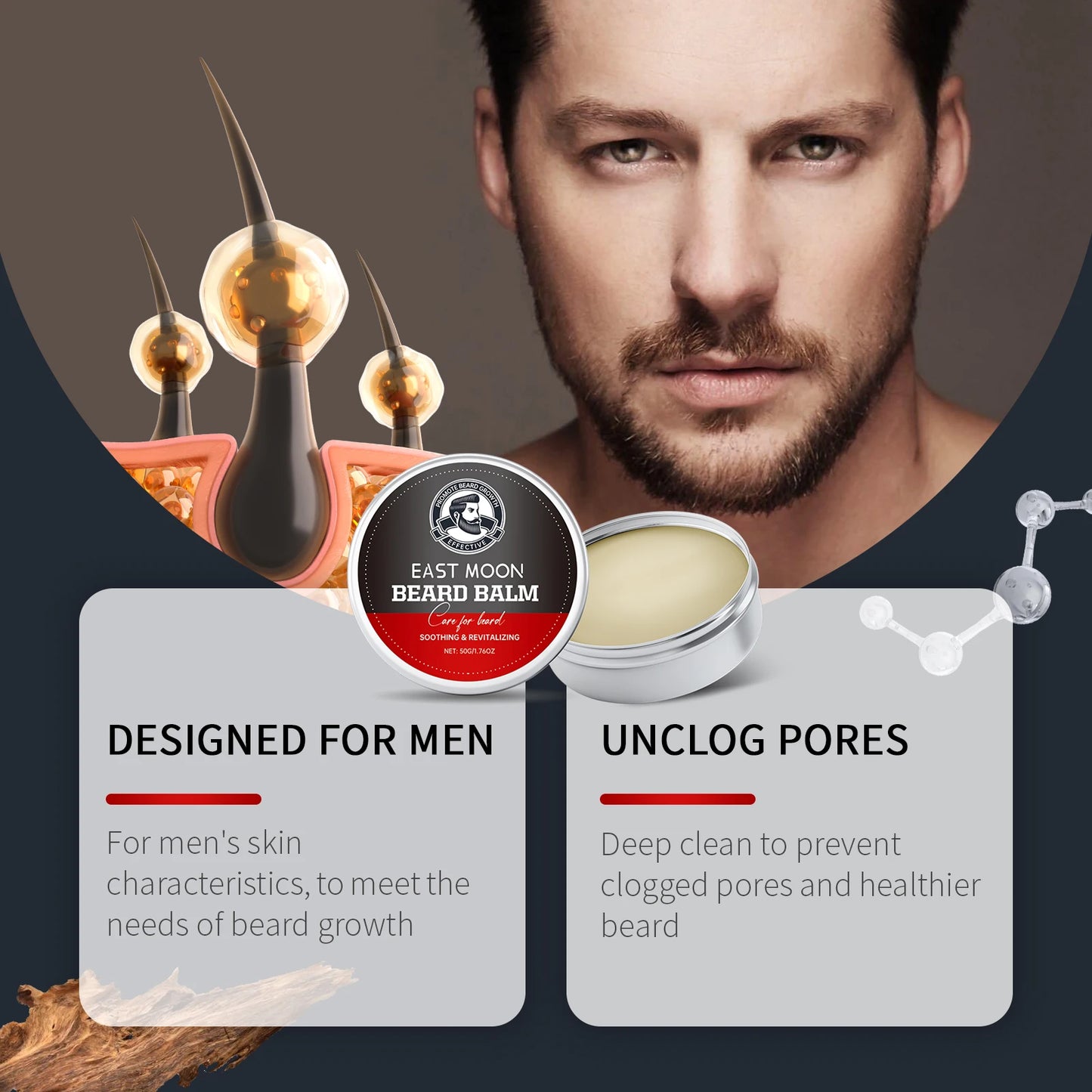 East Moon Men's Perfume Cedar Scent Balm Beard Balm Long Lasting Fragrance Wood Fragrance Fresh Release Men'S Charm Perfume