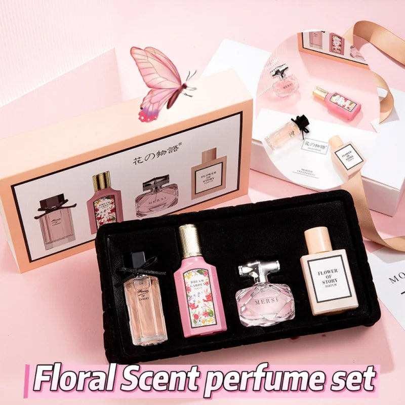 Brand Floral Fragrance Women's Perfume Set Long-lasting Light Fragrance Fresh Charming Kiss Gift Box Flower Of Story Sexy Spray