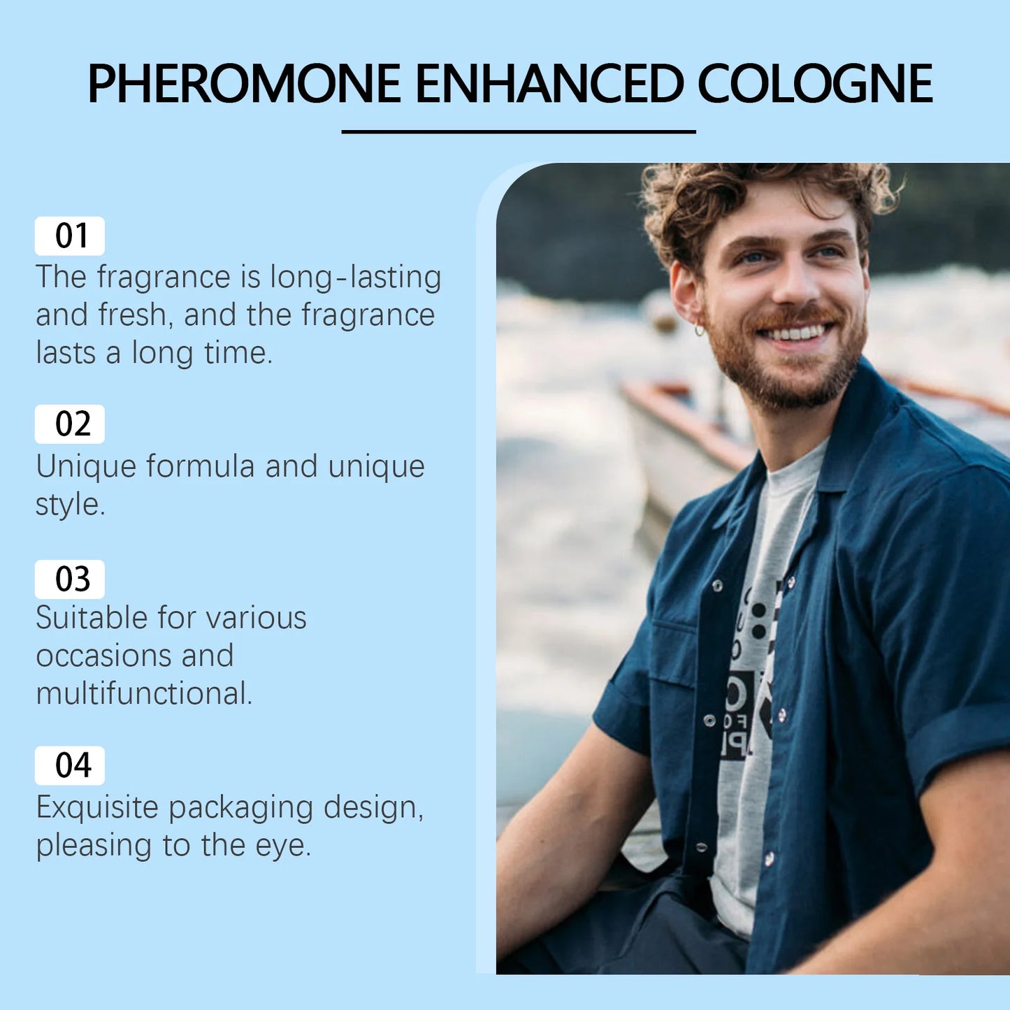 Roxelis 50ml Cologne Pheromone Perfume Bergamot Amber Wood Dating Long Lasting Fragrance Floral Scent Flirting Men Perfume Mist