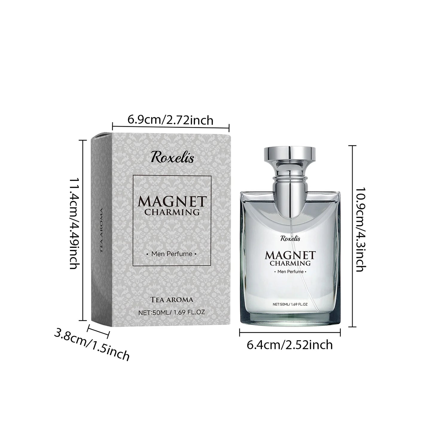 Roxelis 50ml Magnet Charming Men Perfume Tea Scent Bergamot Fragrance Freshing Lasting Glamour Flirting Dating Pheromone Perfume