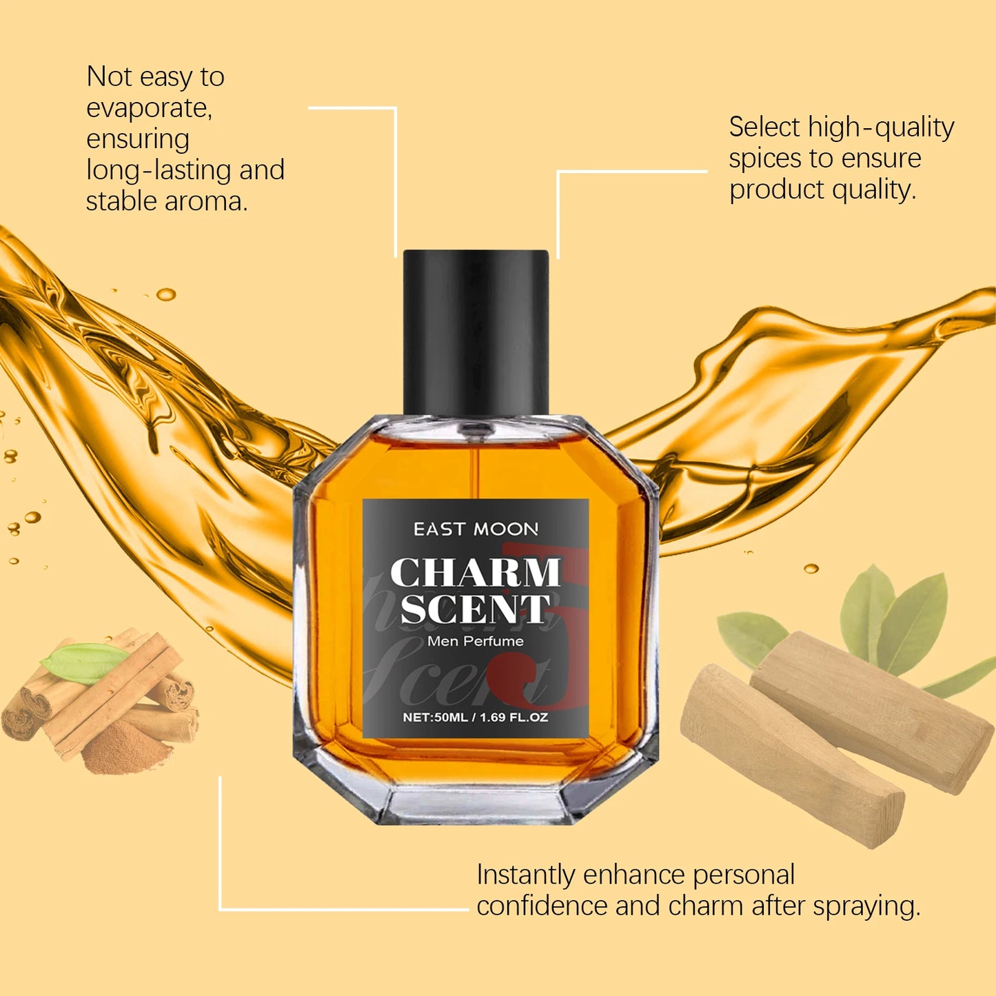 East Moon Men's Perfume Cedar Scent Balm Beard Balm Long Lasting Fragrance Wood Fragrance Fresh Release Men'S Charm Perfume