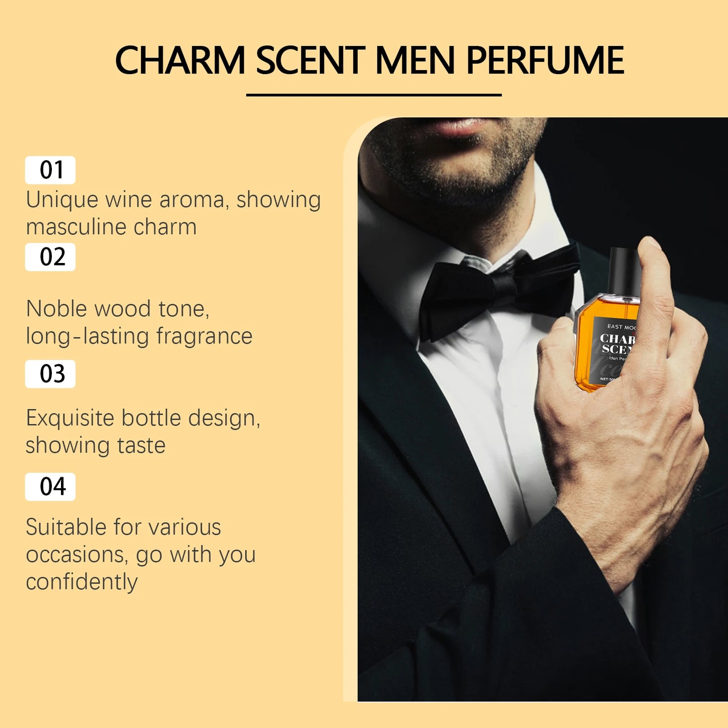 East Moon Men's Perfume Cedar Scent Balm Beard Balm Long Lasting Fragrance Wood Fragrance Fresh Release Men'S Charm Perfume
