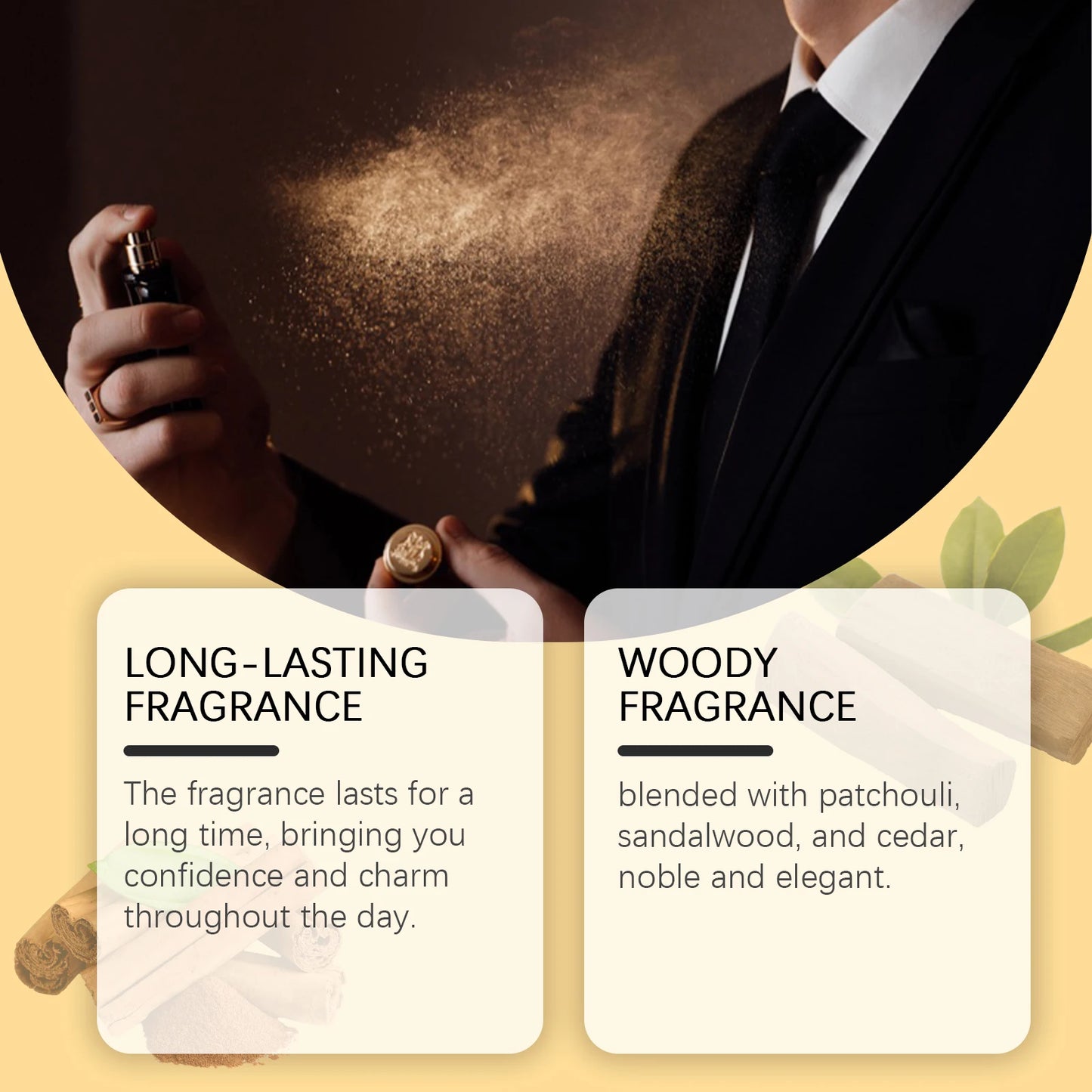 East Moon Men's Perfume Cedar Scent Balm Beard Balm Long Lasting Fragrance Wood Fragrance Fresh Release Men'S Charm Perfume
