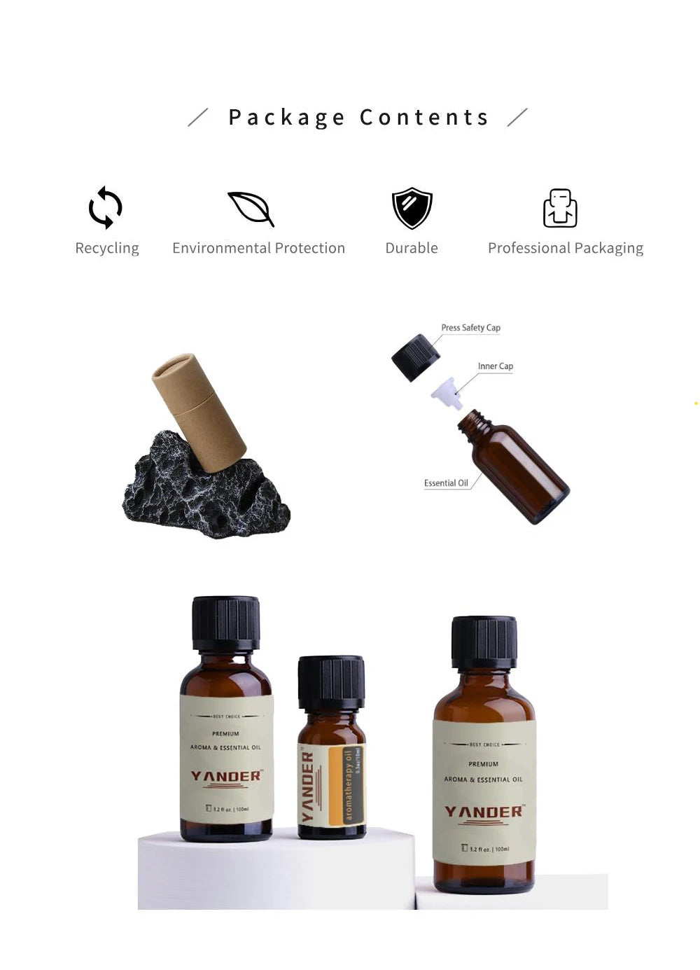 YANDER 100ml Sandalwood Essential Oil Aromatic Woody Fragrance Oil Original Amber Leather No.33 Unisex Eau De Parfum Santal