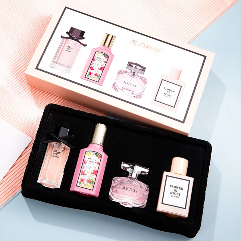 Brand Floral Fragrance Women's Perfume Set Long-lasting Light Fragrance Fresh Charming Kiss Gift Box Flower Of Story Sexy Spray