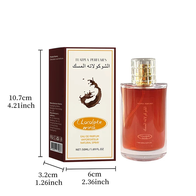 Unisex Eau De Chocolate Musk Parfum High Quality Arabian Perfume Lasting Pheromone Light Vibrant Citrus Irresistible Fragrance